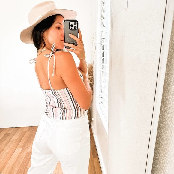 Roxy Live Lovely Button Front Linen Tank Top Size XS - Picture 4 of 14